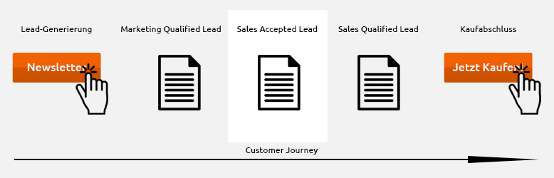customer journey mit hervorgehobenen sales accepted leads
